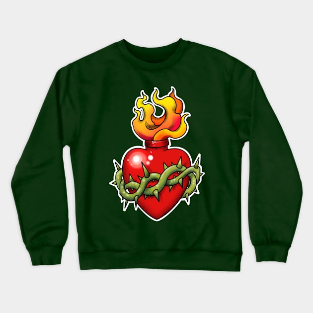 sacred heart tattoo style Crewneck Sweatshirt by weilertsen